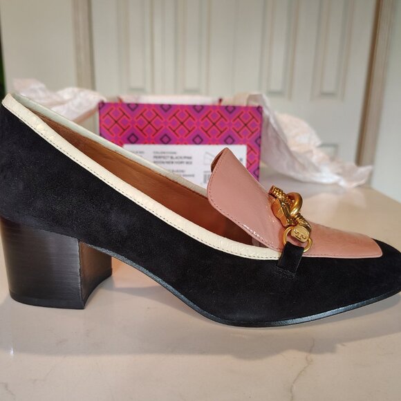 Tory Burch - Suede & Patent Leather Jessa Loafers - Picture 1 of 6